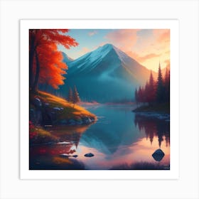 Sunset In The Mountains Art Print