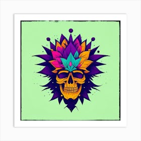 Skull With Flowers Art Print