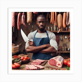 Black Man In A Butcher Shop 1 Art Print