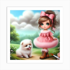 Little Girl In Pink Dress 1 Art Print