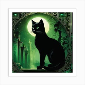 Cat In The Moonlight Art Print