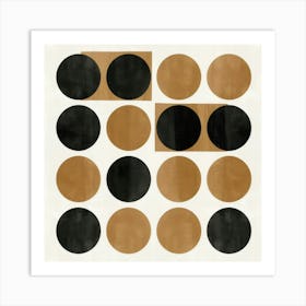 Black And Gold Circles Art Print