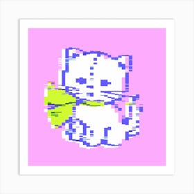 Pixel Cat Square Art Print