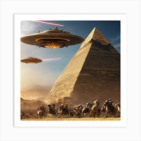 Alien Attack On Gizeh Art Print