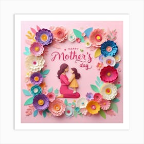 Happy Mother's Day Flower Paper Art Art Print