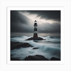 Lighthouse At Dusk Art Print