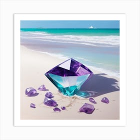 Purple Diamond On The Beach Art Print