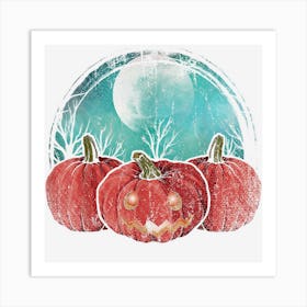 Spooky Jack O Lantern Halloween Costume Full Moon Pumpkin Art Print