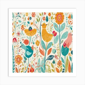 Birds In The Garden Art Print