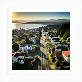 Community City Road Aerial Street Town Suburbia Puget Sound Commute Architecture Car Dron Art Print