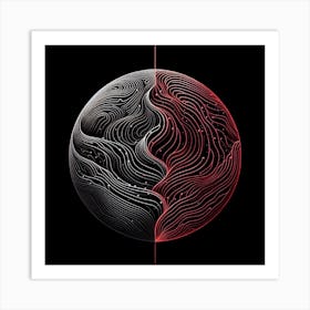 amoled line , Black and Red , black background 2 Art Print