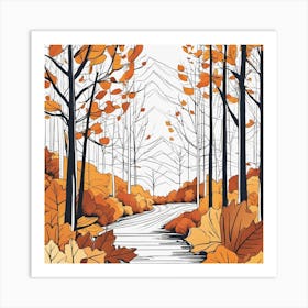 Autumn Forest Road Art Print