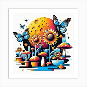 Mushroom Garden 1 Art Print