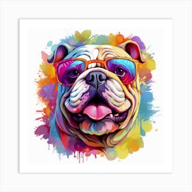 Bulldog In Sunglasses Art Print