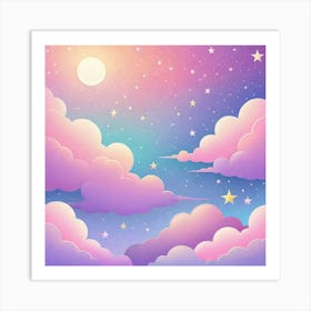 Sky With Twinkling Stars In Pastel Colors Square Composition 203 Art Print