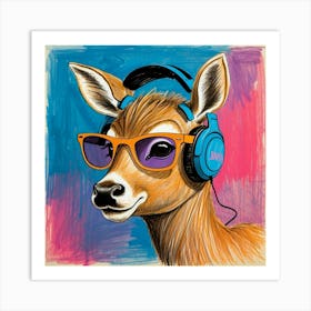 Deer With Headphones 9 Art Print