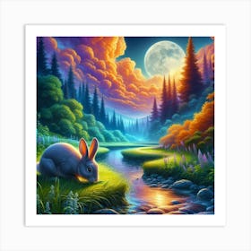 Rabbit Eating Grass 2 Art Print