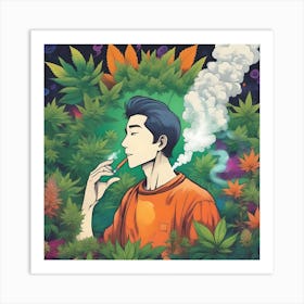 Young Man Smoking Marijuana 1 Art Print