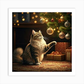 Christmas Cat Art Print