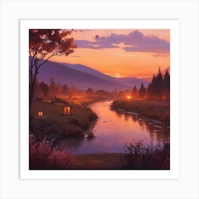 Sunset In The Mountains Art Print