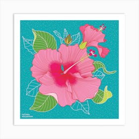 Hibiscus Flowers Square Art Print