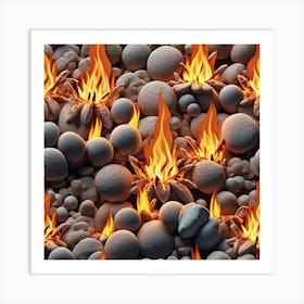 Flames On Rocks Art Print