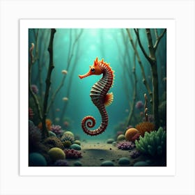 Seahorse In A Seaweed Forest 1 Art Print