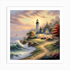 Lighthouse At Dusk 3 Art Print