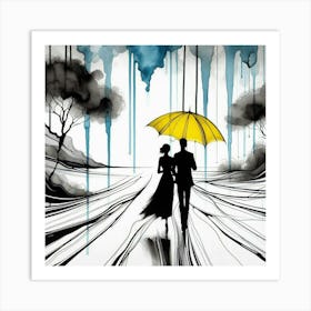 Silhouette of a woman and a man 5 Art Print