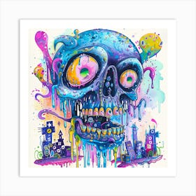 Skull With Dripping Paint 1 Art Print