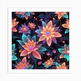 Lotus Flower Seamless Pattern Art Print