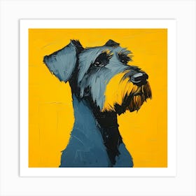 Portrait Of An Airedale In Blue And Yellow 1 Art Print