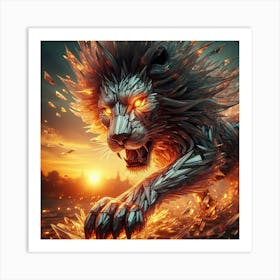 Fire Lion Art Print