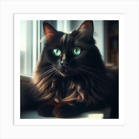 Black Cat With Green Eyes 1 Art Print