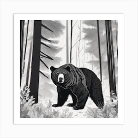 Black Bear In The Woods 3 Art Print