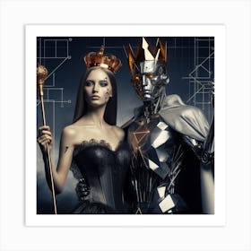 Robot Couple 2 Art Print