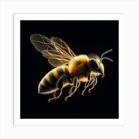 Bee with black background Art Print