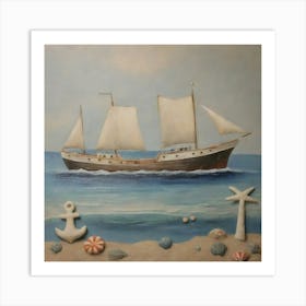 Sailboat On The Beach 6 Art Print