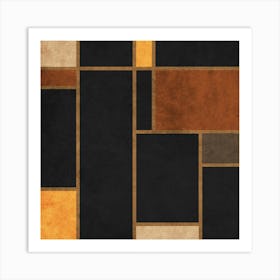 Mondrian Grid Black 1 Square Art Print