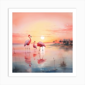 Impressionist Flamingos: Elegance in Hues Art Print