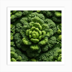 Broccoli On Green Background 2 Art Print