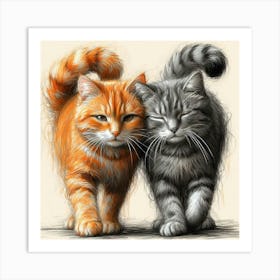 Two Cats 2 Art Print