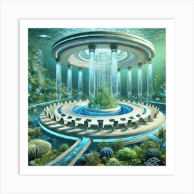 A Futuristic, High Tech Underwater Scene Symbolizi Art Print