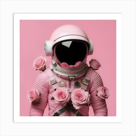 Pink Roses Astronaut 1 Art Print