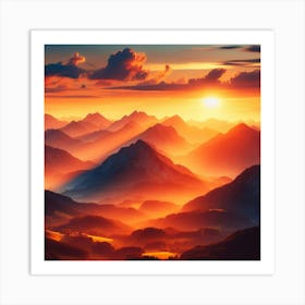 Sunrise In The Mountains 1 Art Print