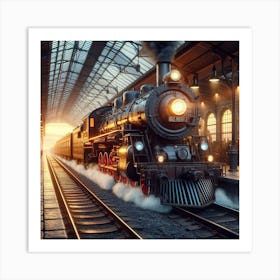 Steam Train In The Station Art Print