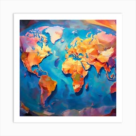 Abstract World Map 13 Art Print