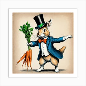 Rabbit Holding Carrots Art Print