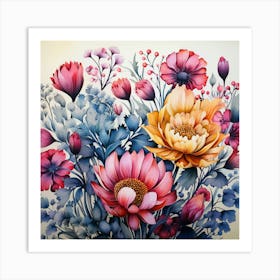 Watercolor Flowers 12 Art Print