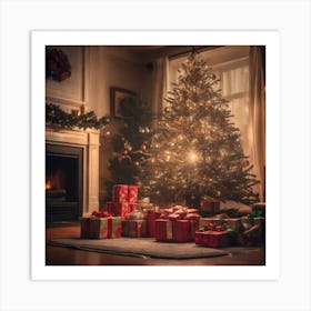 Christmas Tree In The Living Room 46 Art Print